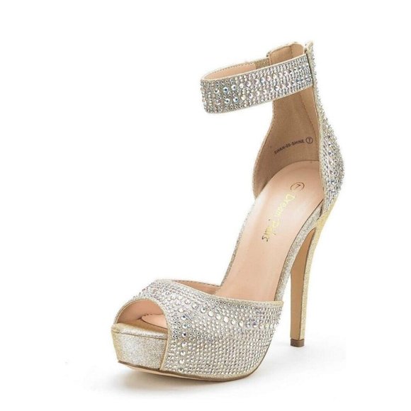 Dream Pairs Shoes - New Dream Pairs Platform Gladiator Stiletto 10 Gold Shine Glitter Shiny  Heel 5”